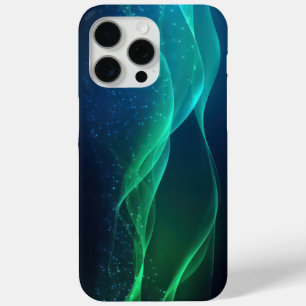 Coque iPhone 15 Pro Max Lignes de courbure verte avec points