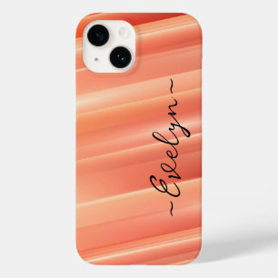 Coque Pour iPhone 14 Lignes dynamiques de dégradé orange Nom élégant