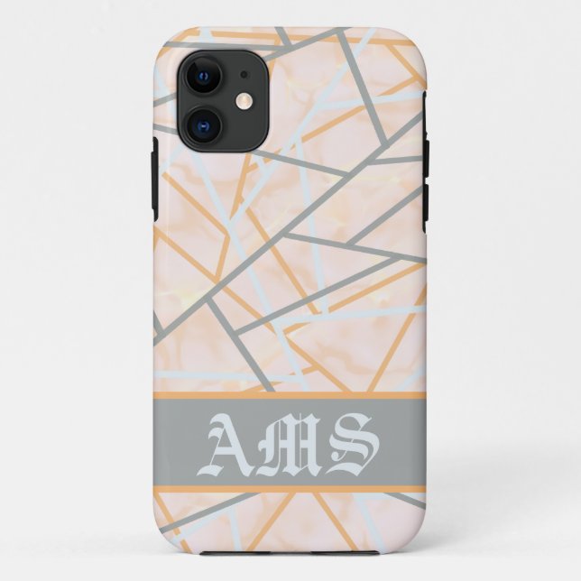 Coques Case-Mate iPhone Lignes géométriques modernes ocre et gris (Dos)