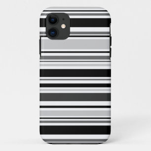 Coque iPhone 11 Lignes noires, grises, blanches mélangées