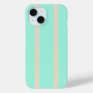 Coque Pour iPhone 15 Lignes rayées bleu pastel clair et gris