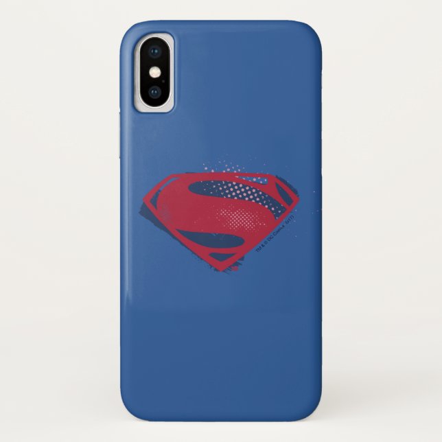 Coques Case-Mate iPhone Ligue de Justice | Symbole Superman brosse et demi (Dos)