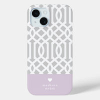 Lilac et Grey Trellis Monogramme cardiaque