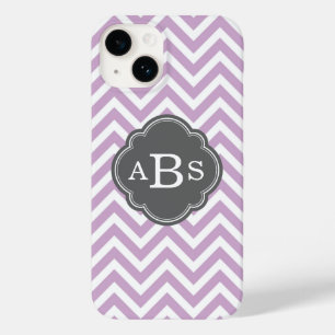 Coques Pour iPhone Lilac Purple et Grey Chevron sur mesure Monogramme