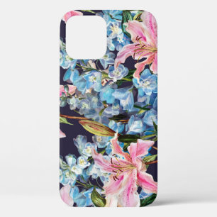 Case-Mate iPhone Case Lilies, bordure delphiniums : peinture aquarelle.