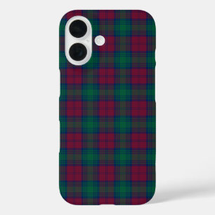 Coques iPhone 16 Lindsay Clan Maroon et Green Tartan