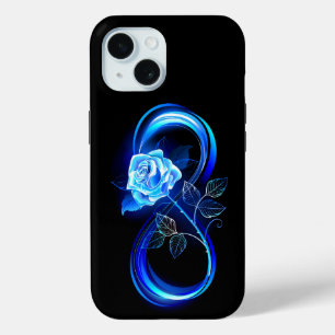 Coque Pour iPhone 15 L'infini lumineux avec une rose bleue