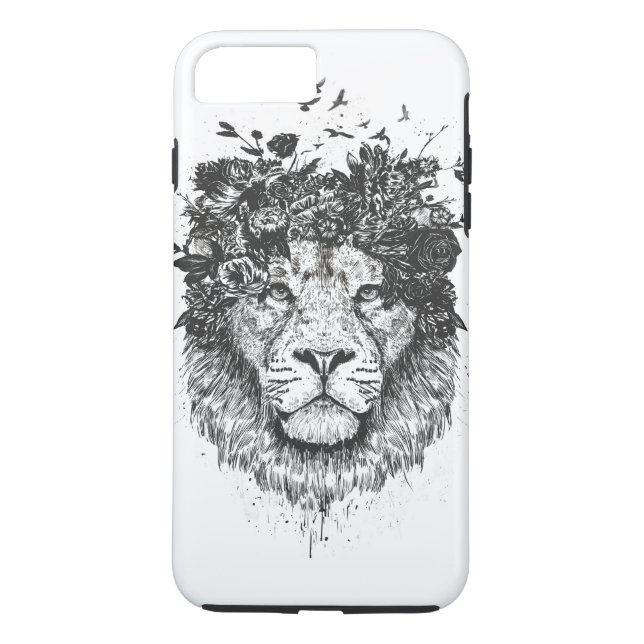 Coques Case-Mate iPhone Lion floral (noir et blanc) (Dos)