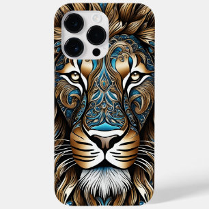 Coque Pour Pour iPhone 14 Pro Max Lion majestueux aux détails bleus délicats