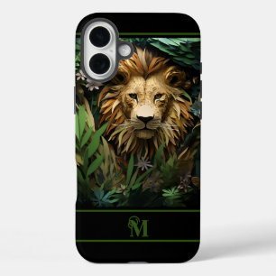Coques iPhone 16 Plus Lion moderne dans la jungle Monogramed Initial