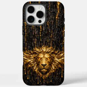 Coques iPhone 16 Pro Max Lion Or Liquide Doré Écorce Dorée