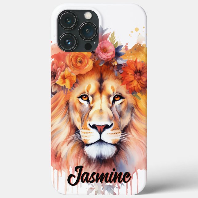 Coques Case-Mate iPhone Lion Pastel Fleurs Safari Aquarelle Savannah Chat (Verso)