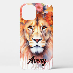 Case-Mate iPhone Case Lion Pastel Fleurs Safari Aquarelle Savannah Chat