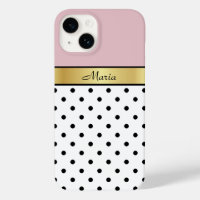Lip Gloss rose, Pois noirs blancs, Gold Name