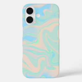 Coques iPhone 16 Liquid faux holographic iridescent texture