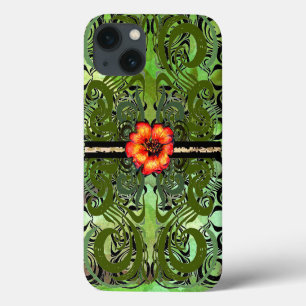 Case-Mate iPhone Case Little Red Flower on green