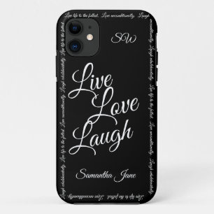 Case-Mate iPhone Case Live Love Laugh Élégant noir blanc Script