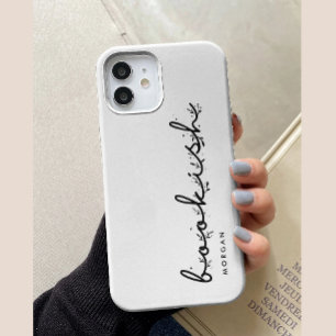 Coque Pour iPhone 15 Livre personnalisé minimaliste noir et blanc en éc