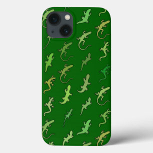 Coques Pour iPhone Lizards et Geckos, sur le vert du pin