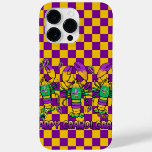 COQUE POUR POUR iPhone 14 PRO MAX LOBSTERS MARDI GRAS JAUNE PURPLE