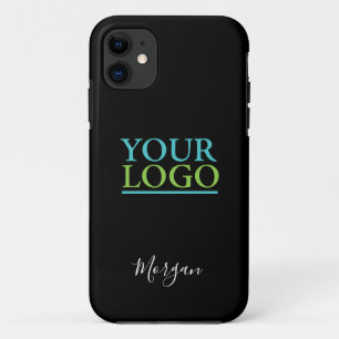 Case-Mate iPhone Case Logo/Art/Photo, Nom Script blanc, Noir