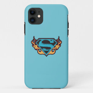 Case-Mate iPhone Case Logo bleu super fille avec flammes