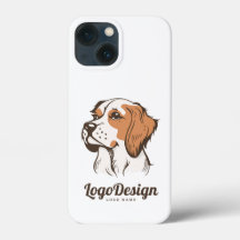 Logo de chien illustré marron et blanc