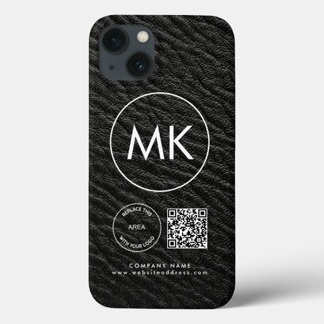 Coques Case-Mate iPhone Logo de l'entreprise Code QR Monogramme Noir Faux  (Verso)