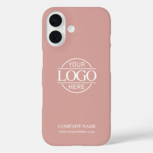 Coques iPhone 16 Logo de l'entreprise promotionnelle rose minimalis