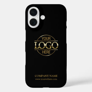 Coques iPhone 16 Logo de société de promotion noir minimaliste