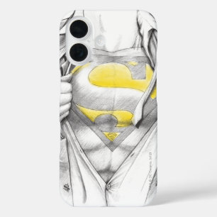 Coques iPhone 16 Logo de Superman de la poitrine esquissée