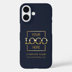 Coques iPhone 16 Logo d'entreprise élégant bleu marine Apple