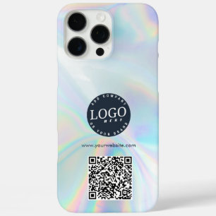 Coques iPhone 16 Pro Max Logo d'entreprise et site Web QR Code Holographiqu
