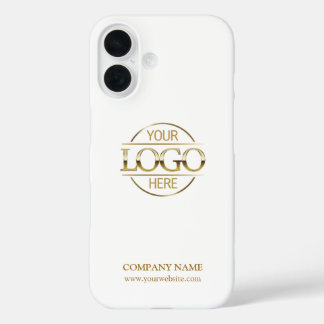 Coques iPhone 16 Logo d'entreprise promotionnel blanc élégant