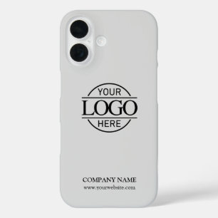 Coques iPhone 16 Logo d'entreprise promotionnel gris minimaliste
