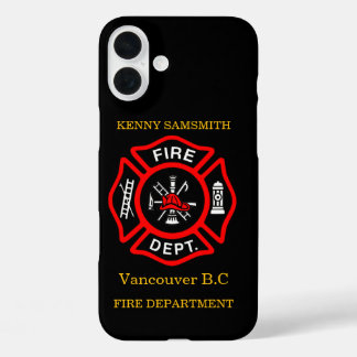 Coques iPhone 16 Plus Logo du service d'incendie Badge noir et rouge11