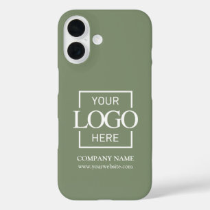 Coques iPhone 16 Logo élégant de l'entreprise en vert sauge Apple