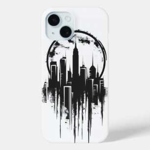 Coque Pour iPhone 15 Logo monochromatique Cityscape