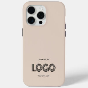 Coque iPhone 15 Pro Max Logo rectangulaire moderne beige et noir
