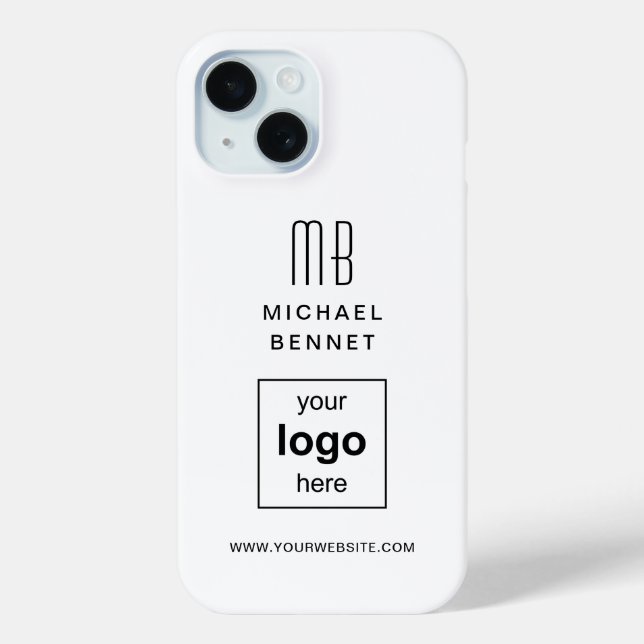 Coques Case-Mate iPhone Logo simple blanc personnalisé (Verso)