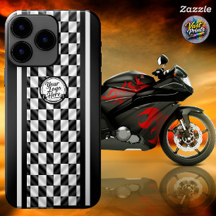 Coques iPhone 16 Plus Logo Sport Noir Blanc Damier de Course