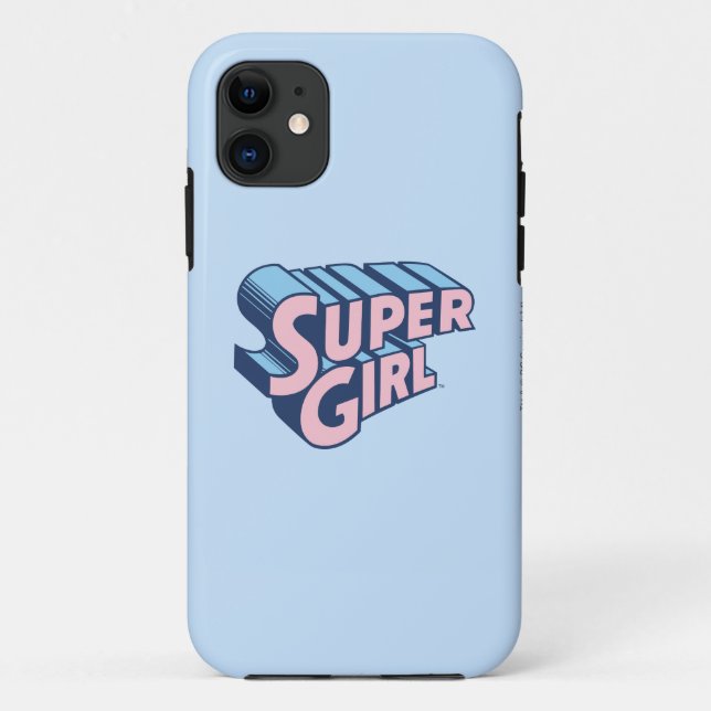 Coques Case-Mate iPhone Logo Supergirl rose et bleu (Dos)