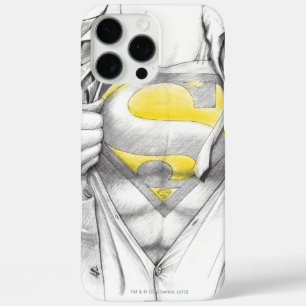 Coques iPhone 16 Pro Max Logo Superman de la poitrine esquissée