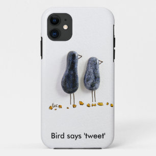 Coque Case-Mate Pour iPhone L'oiseau dit 'tweet' joli couple en céramique bleu