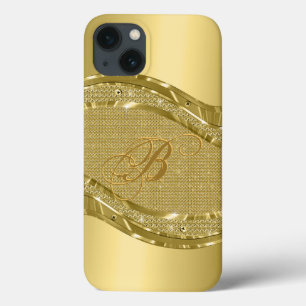 Etui iPhone 13 Look métal or avec Motif de diamants
