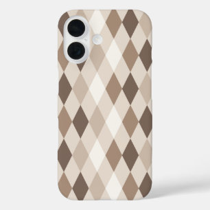 Coques iPhone 16 Losange Harlequin Brun Terre Neutre