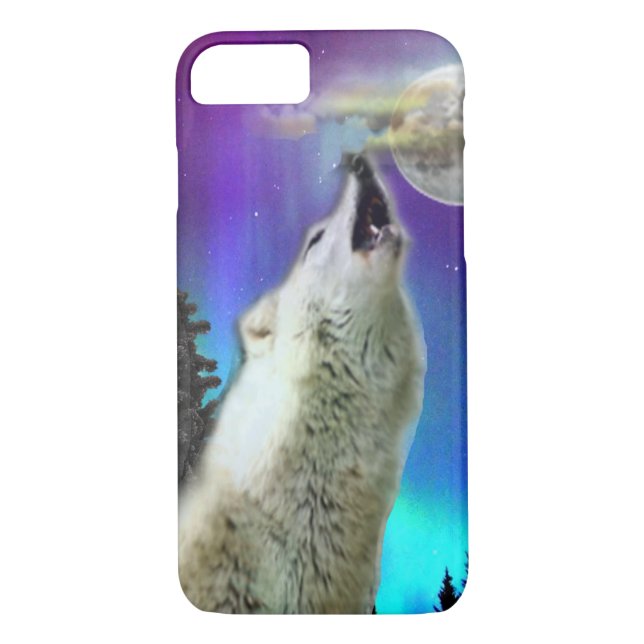 Coques Case-Mate iPhone loup et lune (Dos)
