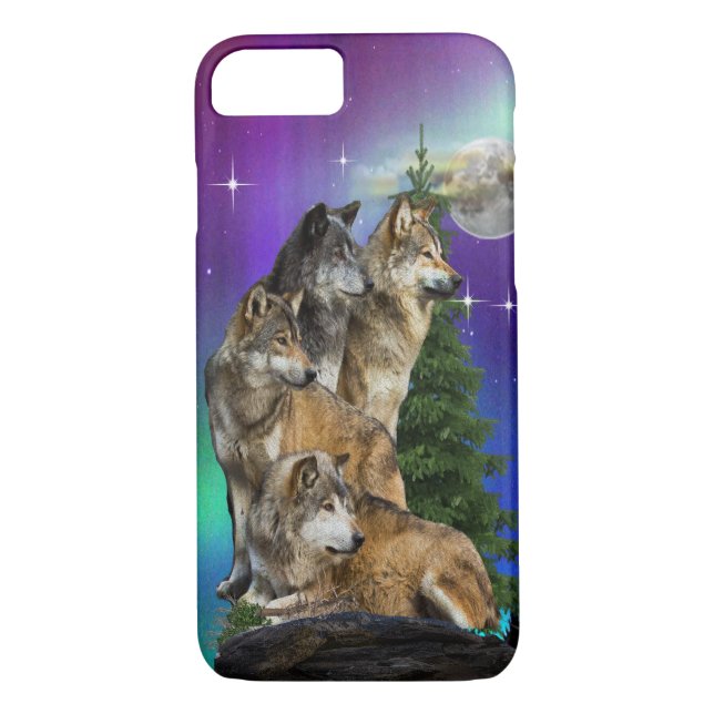 Coques Case-Mate iPhone Loup et lune (Dos)