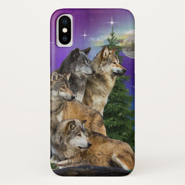 Coques Case-Mate iPhone Loup et Lune (Dos)
