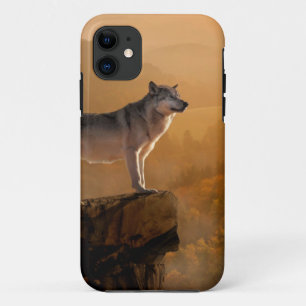 Case-Mate iPhone Case Loup gris debout sur un rocher dans la forêt